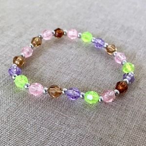 Stretch Bracelet Purple Pink Green Brown